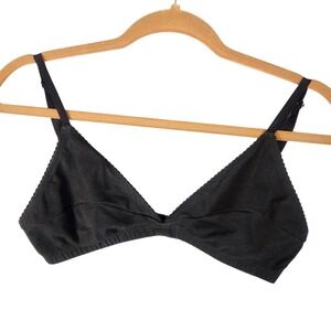ARQ Triangle Bra Medium Black Organic Cotton Picot Trim Bralette